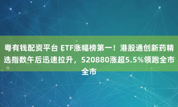 粤有钱配资平台 ETF涨幅榜第一！港股通创新药精选指数午后迅速拉升，520880涨超5.5%领跑全市
