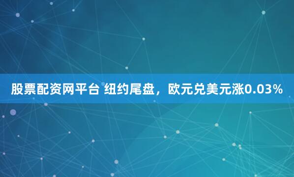 股票配资网平台 纽约尾盘,欧元兑美元涨0.03%